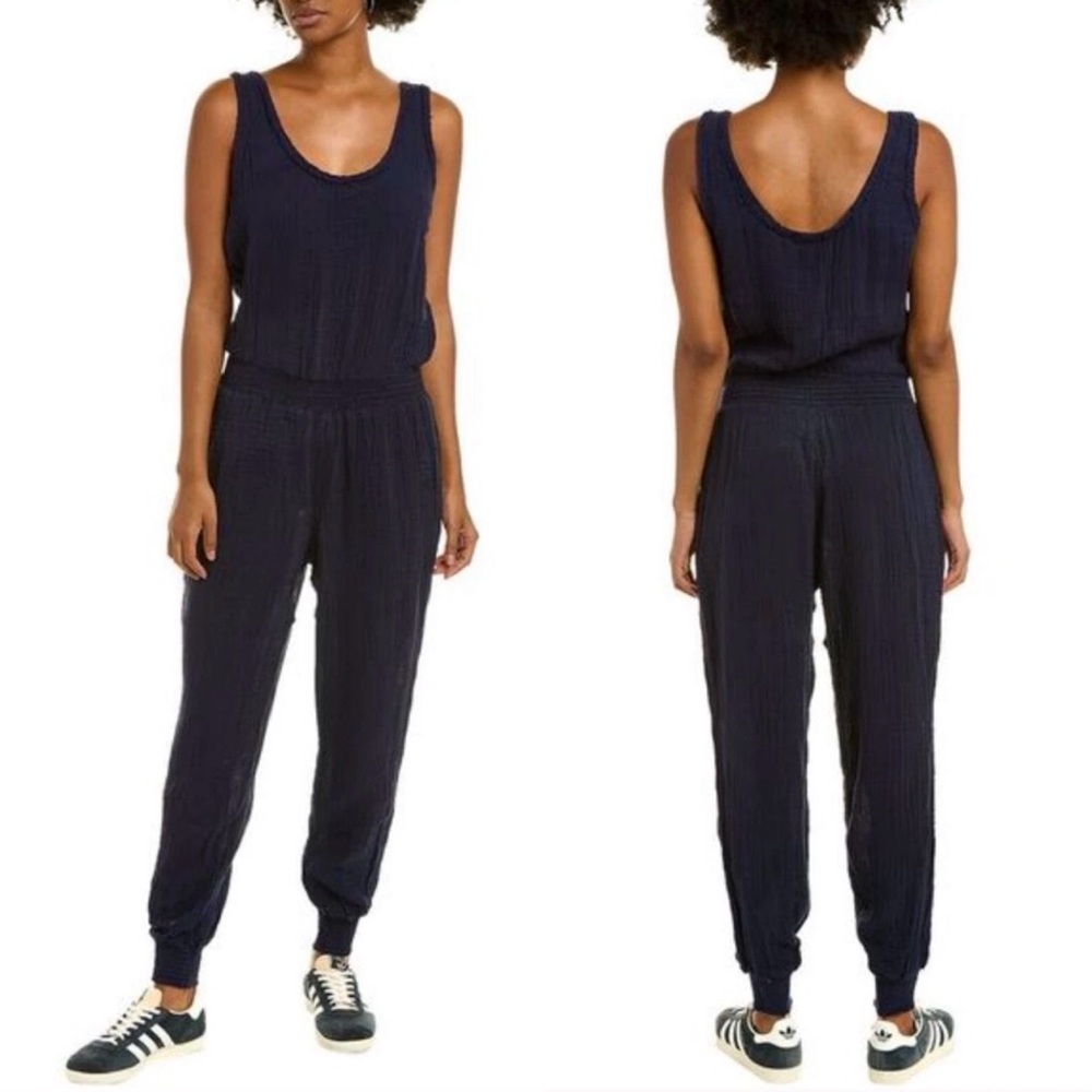 Michael Stars NEW Tobi Double Gauze Sleeveless Navy Admiral Jumpsuit Pockets M